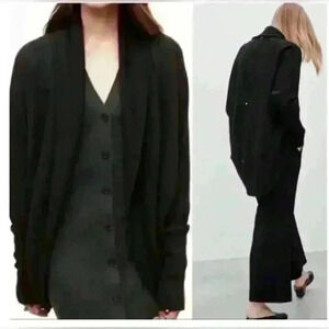 ARITZIA Wilfred Diderot  Cocoon Cardigan Sweater Cotton Black Studded Size XXS